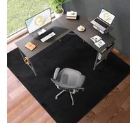 QQpony Office Chair Mat, 75" x 60" Large Chair Mat for Hard Floors, Flannel Fabric Area Rug for Hard Surface, Floor Protector Under Desk Mat for Home Office (Black)