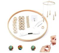 QQRR DIY Wooden Mobile Frame, Crafts Natural Wood Mobile, Wind Chime Mobile Hanger Kit, for Home Decoration, Ornaments, Hanging On The Door, Hanging On The Crib, Window(41Pcs)