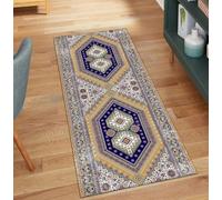 QQrunner Blue Hallway Runner Rug Non Slip Long Vintage 60x450CM Washable Mat for Home Decor Runner Rug for Bedroom