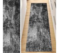 QQrunner Carpet Runner, Non Slip Runner Rug for Hallway Black Grey 100x200CM Abstract Washable Home Decor Runners for Kitchen Corridor Living Room Door Mat with Rubber Backing, 40-120cm Width