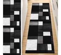 QQrunner Carpet Runner, Non Slip Runner Rug for Hallway Grey Black 60x200CM Patchwork Washable Home Decor Runners for Kitchen Corridor Living Room Door Mat with Rubber Backing, 40-120cm Width