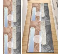 QQrunner Carpet Runner, Non Slip Runner Rug for Hallway Grey Pink 90x350CM Modern Washable Home Decor Runners for Kitchen Corridor Living Room Door Mat with Rubber Backing, 40-120cm Width