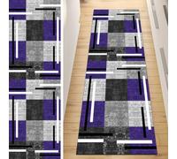 QQrunner Carpet Runner, Non Slip Runner Rug for Hallway Grey Purple 70x150CM Patchwork Washable Home Decor Runners for Kitchen Corridor Living Room Door Mat with Rubber Backing, 40-120cm Width