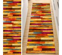 QQrunner Carpet Runner, Non Slip Runner Rug for Hallway Orange 60x100CM Wood Pattern Washable Home Decor Runners for Kitchen Corridor Living Room Door Mat with Rubber Backing, 40-120cm Width