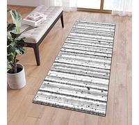 QQrunner Carpet Runner Rug for Hallway Grey White 2'x4.9' Striped Washable Non Slip Area Long Rug for Hallway Living Room Runner Door Mat with Rubber Backing, 40-120cm Width