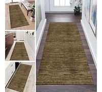 QQrunner Carpet Runner Rug for Kitchen Hallway Non Slip Brown 2'6"x4.9' Abstract Washable Home Decor Runners for Kitchen Corridor Living Room Door Mat with Rubber Backing, 40-120cm Width