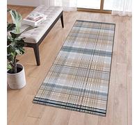 QQrunner Carpet Runner Rug Non Slip Modern Tartan for Hallway 2'x2.6' Gray Brown Washable Runner Door Mat with Rubber Backing Rug, 40-120cm Width