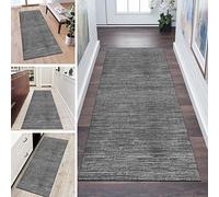 QQrunner Hallway Carpet Runner Non Slip Grey 2'x2' Abstract Washable Home Decor Runners for Kitchen Corridor Living Room Door Mat with Rubber Backing, 40-120cm Width