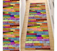 QQrunner Non Slip Carpet Runner, Runner Rug for Hallway Multicolor 60x300CM Wood Pattern Washable Home Decor Runners for Kitchen Corridor Living Room Door Mat with Rubber Backing, 40-120cm Width