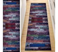 QQrunner Non Slip Carpet Runner, Runner Rug for Hallway Purple 60x220CM Wood Pattern Washable Home Decor Runners for Kitchen Corridor Living Room Door Mat with Rubber Backing, 40-120cm Width