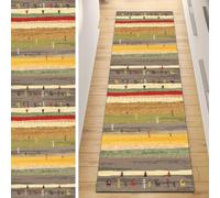 QQrunner Non Slip Carpet Runner, Runner Rug for Hallway Yellow Brown 40x120CM Vintage Washable Home Decor Runners for Kitchen Corridor Living Room Door Mat with Rubber Backing, 40-120cm Width