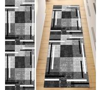 QQrunner Patchwork Carpet Runner Non Slip, Runner Rug for Hallway Grey 120x700CM Washable Home Decor Runners for Kitchen Corridor Living Room Door Mat with Rubber Backing, 40-120cm Width