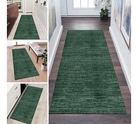 QQrunner Runner Carpet for Kitchen Hallway Dark Green Non Slip 1'6"x8.2' Abstract Washable Home Decor Runners for Kitchen Corridor Living Room Door Mat with Rubber Backing, 40-120cm Width