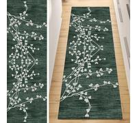 QQrunner Runner Carpet Non Slip, Runner Rug for Hallway Dark Green 40x60CM Vintage Washable Home Decor Runners for Kitchen Corridor Living Room Door Mat with Rubber Backing, 40-120cm Width