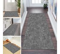 QQrunner Runner Carpet, Non Slip Runner Rug for Hallway Dark Grey 2'x9.8' Solid Color Washable Long Runner Door Mat with Rubber Backing Rug, 40-120cm Width