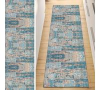 QQrunner Runner Carpet Non Slip, Runner Rug for Hallway Grey Green 50x300CM Abstract Washable Home Decor Runners for Kitchen Corridor Living Room Door Mat with Rubber Backing, 40-120cm Width