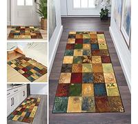 QQrunner Runner Carpet, Non Slip Runner Rug for Hallway Vintage Patchwork 2'x3.9' Washable Long Multicolor Runner Door Mat with Rubber Backing Rug, 40-120cm Width