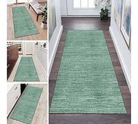 QQrunner Runner Rug for Kitchen Hallway Green Non Slip 2'x2.6' Abstract Washable Home Decor Runners for Kitchen Corridor Living Room Door Mat with Rubber Backing, 40-120cm Width