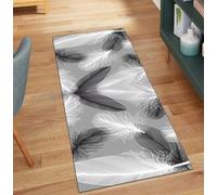 QQrunner Runner Rugs for Hallway, Grey Non Slip Leaf Pattern 70x110CM Washable Runner Mat for Hallway Home Decor Long Carpet Runner for Bedroom