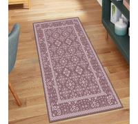 QQrunner Runners Rug for Hallway, Vintage Washable Brown 80x100CM Home Decor Non Slip Carpet Runner for Kitchen Corridor