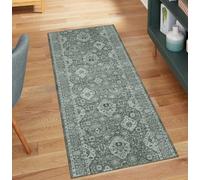 QQrunner Washable Runners for Hallway Vintage Dark Green 120x700CM Home Decor Non Slip Carpet Runner for Kitchen Corridor