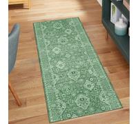 QQrunner Washable Runners for Hallway Vintage Green 110x350CM Home Decor Non Slip Carpet Runner for Kitchen Corridor