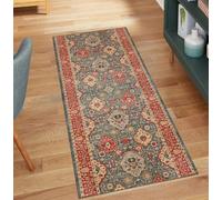 QQrunner Washable Runners for Hallway Vintage Red Green 90x220CM Home Decor Non Slip Carpet Runner for Kitchen Corridor