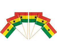 QQSD 100 Pcs Ghana Flag Toothpicks Ghanaian Flags Cupcake Toppers Decorations, Mini Small Flag Cupcake Pick Sticks Cocktail Toothpick Flag Cake Topper Picks