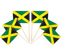 QQSD 100 Pcs Jamaica Flag Toothpicks Jamaican Flags Cupcake Toppers Decorations, Mini Small Flag Cupcake Pick Sticks Cocktail Toothpick Flag Cake Topper Picks