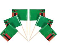 QQSD 100 Pcs Zambia Flag Toothpicks Zambian Flags Cupcake Toppers Decorations, Mini Small Flag Cupcake Pick Sticks Cocktail Toothpick Flag Cake Topper Picks