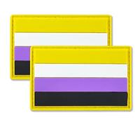 QQSD 2 Pcs PVC Non-Binary Pride Patch Nonbinary Flag Patches
