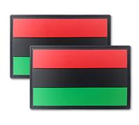QQSD Afro American Flag Patch Pan African Tactical Patch - PVC Hook and Loop Fastener Patch, 2 Pack