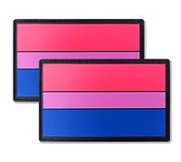 QQSD Bisexual Bi Pride Flag Patch Tactical LGBT Patch - PVC Hook and Loop Fastener Patch, 2 Pack