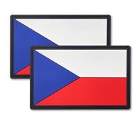 QQSD Czech Republic Flag Patch Czechia Tactical Military Patches - PVC Hook and Loop Fastener, 2 Pack