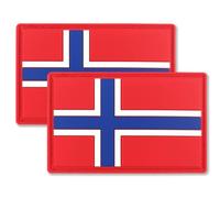 QQSD Norway Flag Patch Norwegian Tactical Military Patches - PVC Hook and Loop Fastener, 2 Pack