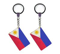 QQSD Philippines Flag Keychain Filipino Key Ring (2 Pack), Philippines, 2 x 1.2 x 0.2 inches
