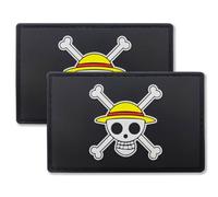 QQSD Pirate Luffy Straw Flag Patch Tactical Military OP Patches - PVC Hook and Loop Fastener Patch, 2 Pack
