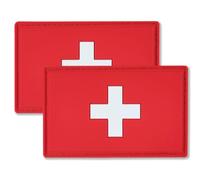 QQSD Switzerland Flag Patch Swiss Tactical Military Patches - PVC Hook and Loop Fastener, 2 Pack
