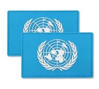 QQSD United Nations UN Flag Patch Tactical Military Patches - PVC Hook and Loop Fastener Patch, 2 Pack