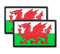 QQSD Wales Flag Patch Welsh Tactical Military Patches - PVC Hook and Loop Fastener Patch, 2 Pack