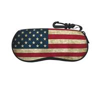 qqwobaa American Flag Print Stylish Neoprene Glasses Case,Multi-Purpose Organizer,Ideal For Travel And Everyday Use