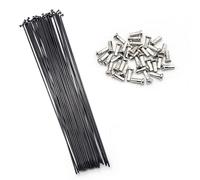 QQY 36Pcs 14G Black Spokes J Bend Stainless Steel Bicycle Spoke with Nipples 101-300mm for MTB, Ebike, City Bikes - Replacement/Repair Spokes (127mm)