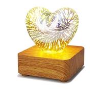 QQY 3D Fireworks Desk Lamp, RGB LED Glass Ball Table Lamp USB Power Night Light Bedside Lamp for Home Decoration Lamp (Love)