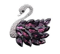 QQY Butterfly Brooch Pins, Crystal Swan Brooch Animal Brooch Rhinestone Brooch for Women Decoration (Swan Purple)