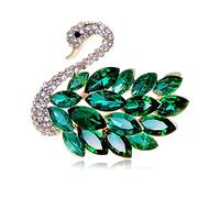 QQY Butterfly Brooch Pins, Crystal Swan Green