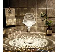QQY Crystal Table Lamp, Bedside Lamps with Touching Control, 3 Lighting Colors Brightness Adjustable USB Rechargeable Crystal Decorative Nights Lamp (E Colour)