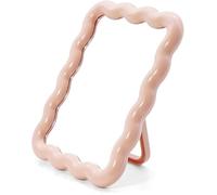 QQY Cute Wave-Shaped Makeup Mirror, Desk Vanity Mirror, Standing/Hanging Travel Make Up Mirror for Table, Makeup Work Home Decorations (Pink)