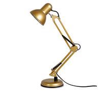 QQY Desk Lamp, Swing Arm Table Lamp, E27 Reading Light Adjustable Shade Position, Architect Lamp for Bedside Reading Office Work Students (Gold)