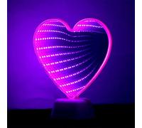 QQY LED Night Lamp, Tunnel Light 3D Infinity Mirror Light Cute Heart Wall Decor Lights for Christmas Party Room Wedding Decor (Heart)