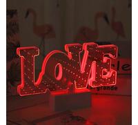 QQY LED Night Lamp, Tunnel Light 3D Infinity Mirror Light Cute Heart Wall Decor Lights for Christmas Party Room Wedding Decor (Love)